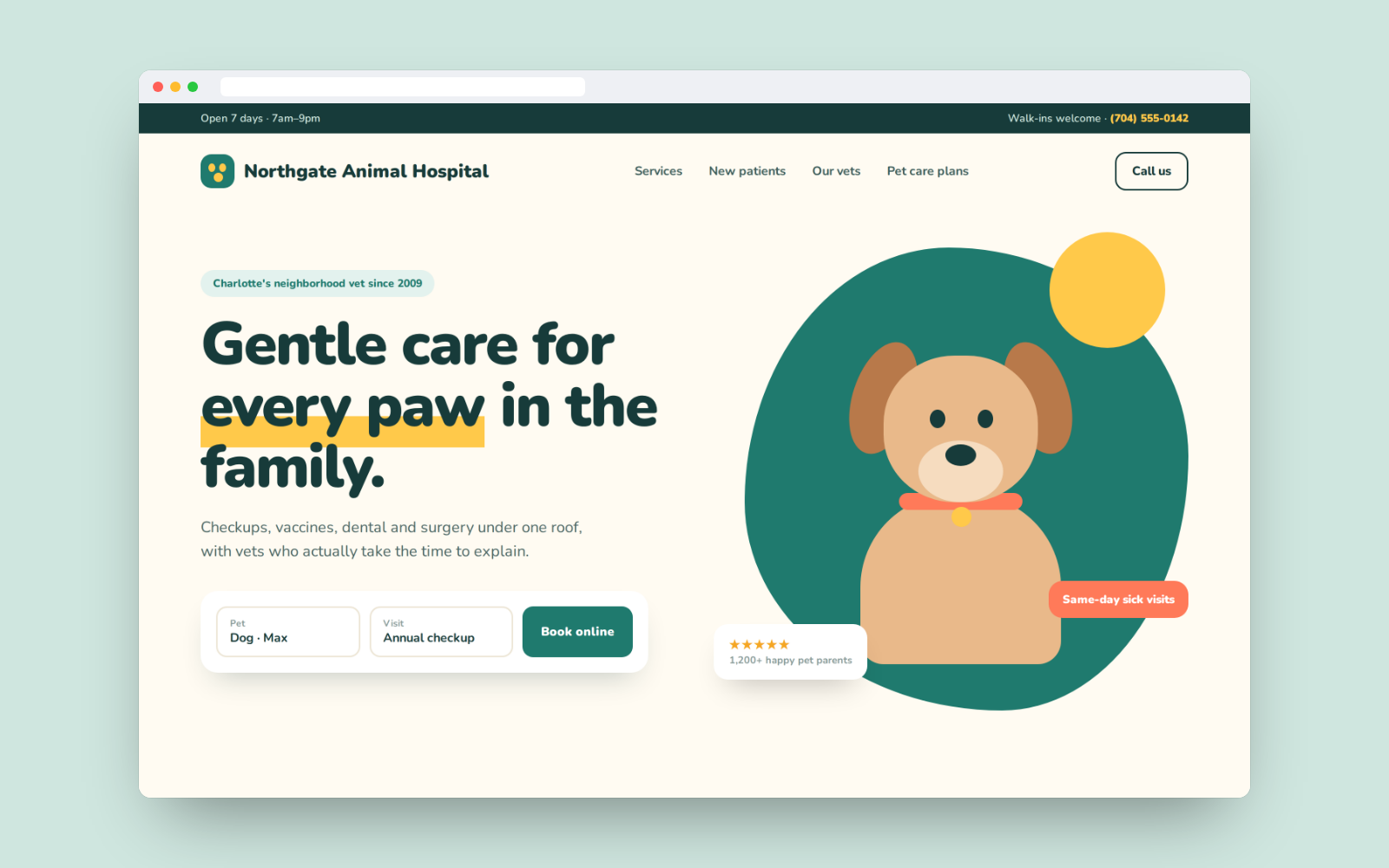Vet clinic website concept design by Rankologic
